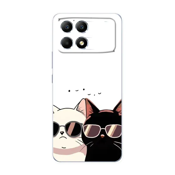 Чохол з принтом «Коти в окулярах» для Xiaomi POCO F6 Чохол з принтом «Коти в окулярах» для Xiaomi POCO F6