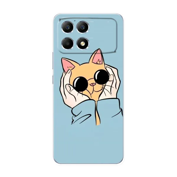 Чехол с принтом «Котик в очках» для Xiaomi POCO F6
