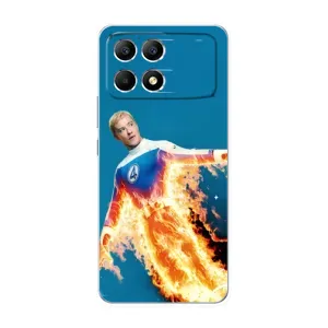 Чехол с принтом Фантастическая четверка для Xiaomi POCO F6 (Человек-факел в огне)