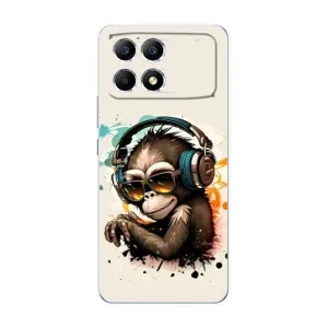 Чехол с принтом «Макака в наушниках» для Xiaomi POCO F6