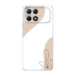 Силиконовый чехол с принтом в цветах на Xiaomi POCO F6 (Нюдовая веточка абстракция)