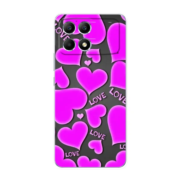 Чехол с принтом «Pink hearts» для Xiaomi POCO F6 Чехол с принтом «Pink hearts» для Xiaomi POCO F6
