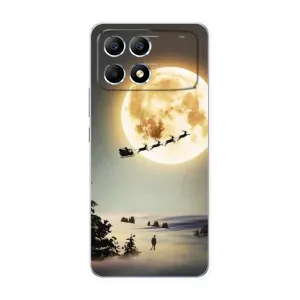 Новорічні, Святкові Чохли для Xiaomi POCO F6 - 2024 год (Санта на місяці)