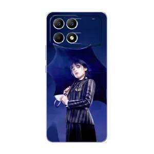 Чехлы Венсдей на Xiaomi POCO F6 Уэнсдей (AlphaPrint) (Уэнздей с зонтом)