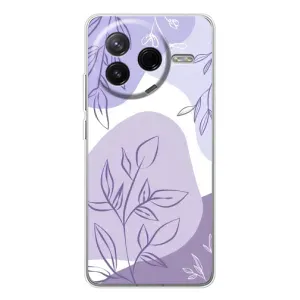 Силиконовый чехол с принтом в цветах на Xiaomi POCO F7 Pro (Фиолетовые листья абстракция)