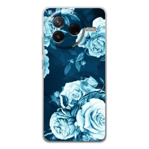 Чехлы (ART) Цветы на Xiaomi POCO F7 Pro (VPrint) (Голубые Бутоны)