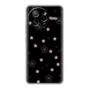 Чохол з розовим принтом для Xiaomi POCO F7 Ultra (Рожеві квіти на чорному)