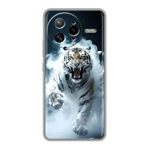 Чохол з картинкою 'Хижаки' для Xiaomi POCO F7 Ultra (Білий тигр у диму)