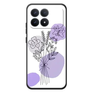 Силиконовый чехол с принтом в цветах на Xiaomi Poco F8 Pro (Букет фиолетовая абстракция)