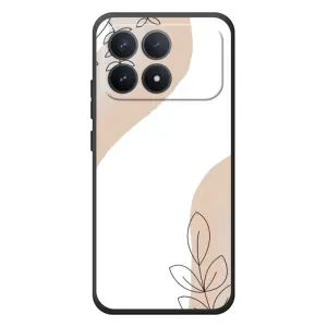 Силиконовый чехол с принтом в цветах на Xiaomi Poco F8 Pro (Нюдовая веточка абстракция)