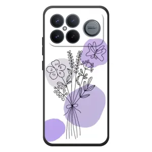 Силиконовый чехол с принтом в цветах на Xiaomi Poco F8 Ultra (Букет фиолетовая абстракция)