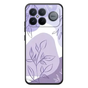Силиконовый чехол с принтом в цветах на Xiaomi Poco F8 Ultra (Фиолетовые листья абстракция)