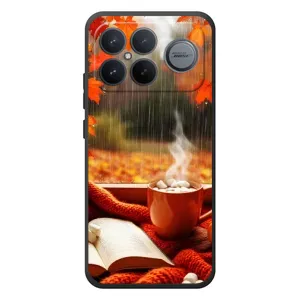 Чехол с уникальным дизайном «Осень с кофе» для Xiaomi Poco F8 Ultra (Кофе и дождь)