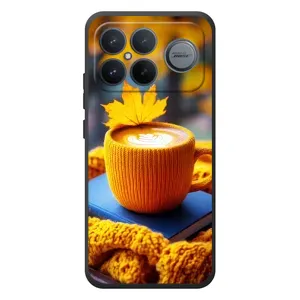 Чехол с уникальным дизайном «Осень с кофе» для Xiaomi Poco F8 Ultra (Кофе на желтом пледе)