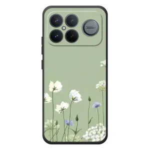 Чехол с цветочным принтом на :Xiaomi Поко F8 Ультра (Цветы на зеленом)