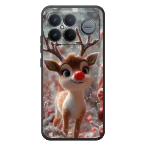 Яркий чехол для Xiaomi Poco F8 Ultra с Зимними Оленятами (Олень с носом)