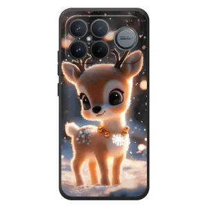 Яркий чехол для Xiaomi Poco F8 Ultra с Зимними Оленятами (Олененок)