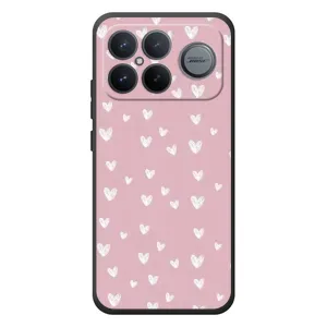 Чехол с розовым рисунком для Xiaomi Poco F8 Ultra (Сердечки на розовом)