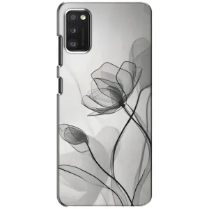Чехол с цветочным принтом на Поко М3 Про (4G/5G) (Черные цветы)