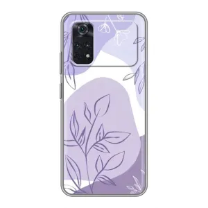 Силконовий чохол з принтом в квітах на Xiaomi POCO M4 Pro 5G (Фіолетове листя абстракція)