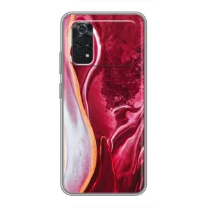 Чехол для Поко М4 Про 5G - с принтом (Дизайнерские) (AlphaPrint) (Мрамор красный)