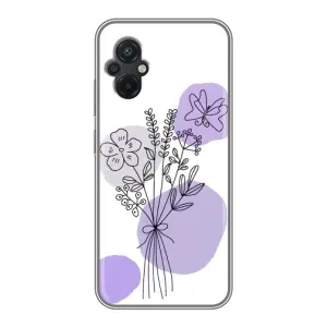 Силконовий чохол з принтом в квітах на Xiaomi POCO M5 (Букет фіолетова абстракція)