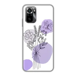 Силиконовый чехол с принтом в цветах на Xiaomi POCO M5s (Букет фиолетовая абстракция)