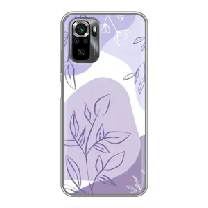Силиконовый чехол с принтом в цветах на Xiaomi POCO M5s (Фиолетовые листья абстракция)