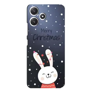 Зимні Чохли для Ксіаомі ПОКО М6 Про (5Д) - прозорий фон (Різдвяний заєць)