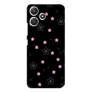 Чохол з розовим принтом для Xiaomi POCO M6 Pro (5G) (Рожеві квіти на чорному)