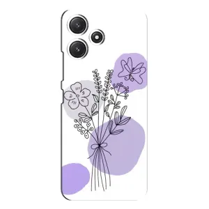 Силиконовый чехол с принтом в цветах на Xiaomi POCO M6 (Букет фиолетовая абстракция)