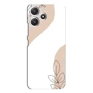 Силиконовый чехол с принтом в цветах на Xiaomi POCO M6 (Нюдовая веточка абстракция)
