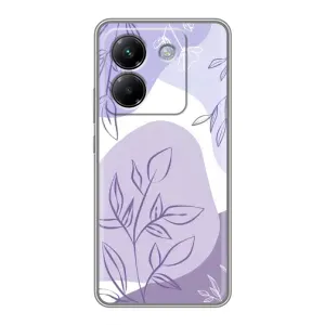 Силиконовый чехол с принтом в цветах на Xiaomi Poco M7 Pro 5G (Фиолетовые листья абстракция)