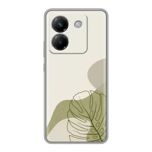 Силиконовый чехол с принтом в цветах на Xiaomi Poco M7 Pro 5G (Зеленая монстера дизайн)