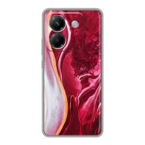 Чехол для Поко М7 Про 5G - с принтом (Дизайнерские) (AlphaPrint) (Мрамор красный)