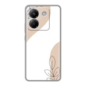 Силиконовый чехол с принтом в цветах на Xiaomi Poco M7 Pro 5G (Нюдовая веточка абстракция)