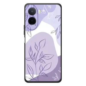 Силиконовый чехол с принтом в цветах на Xiaomi POCO M7 (Фиолетовые листья абстракция)