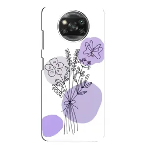 Силиконовый чехол с принтом в цветах на Xiaomi POCO X3 Pro (Букет фиолетовая абстракция)