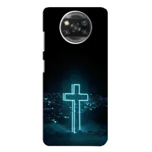 Чехол для Xiaomi POCO X3 (AlphaPrint) - (Христианские) (Крест и город)