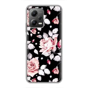 Чехлы с Цветами для Xiaomi POCO X5 (5G) (VPrint) (Цветочки на черном)