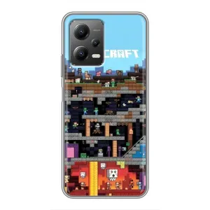 Чехол Майнкрафт на Xiaomi POCO X5 (5G) (AlphaPrint) Minecraft (фон Minecraft)