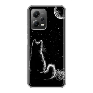 Чохол з принтом для Xiaomi POCO X5 (5G) (AlphaPrint) Модні коти (Котик і місяць)