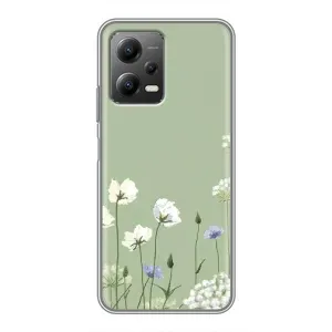 Чохол з квітковим принтом на Сяомі POCO X5 (5G) (Квіти на зеленому)