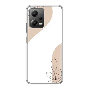 Силиконовый чехол с принтом в цветах на Xiaomi POCO X5 (5G) (Нюдовая веточка абстракция)