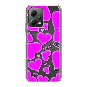 Чехлы для любимой на Поко Х5 (5Джи) (VPrint) (Pink hearts)
