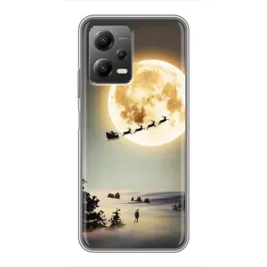 Новорічні, Святкові Чохли для Xiaomi POCO X5 (5G) - 2024 год (Санта на місяці)