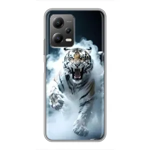 Чохол з картинкою 'Хижаки' для Xiaomi POCO X5 (5G) (Білий тигр у диму)