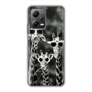 Силіконовий чохол з КАРТИНКАМИ літо для Xiaomi POCO X5 (5G) (AlphaPrint) (Жирафи в окулярах)