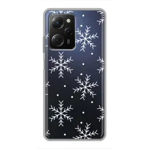 Зимні Чохли для Сяомі POCO X5 Pro (5G) - прозорий фон (Білі сніжинки)