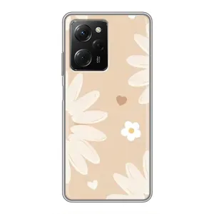 Чохол з квітковим принтом на Сяомі POCO X5 Pro (5G) (Бежеві квіти)